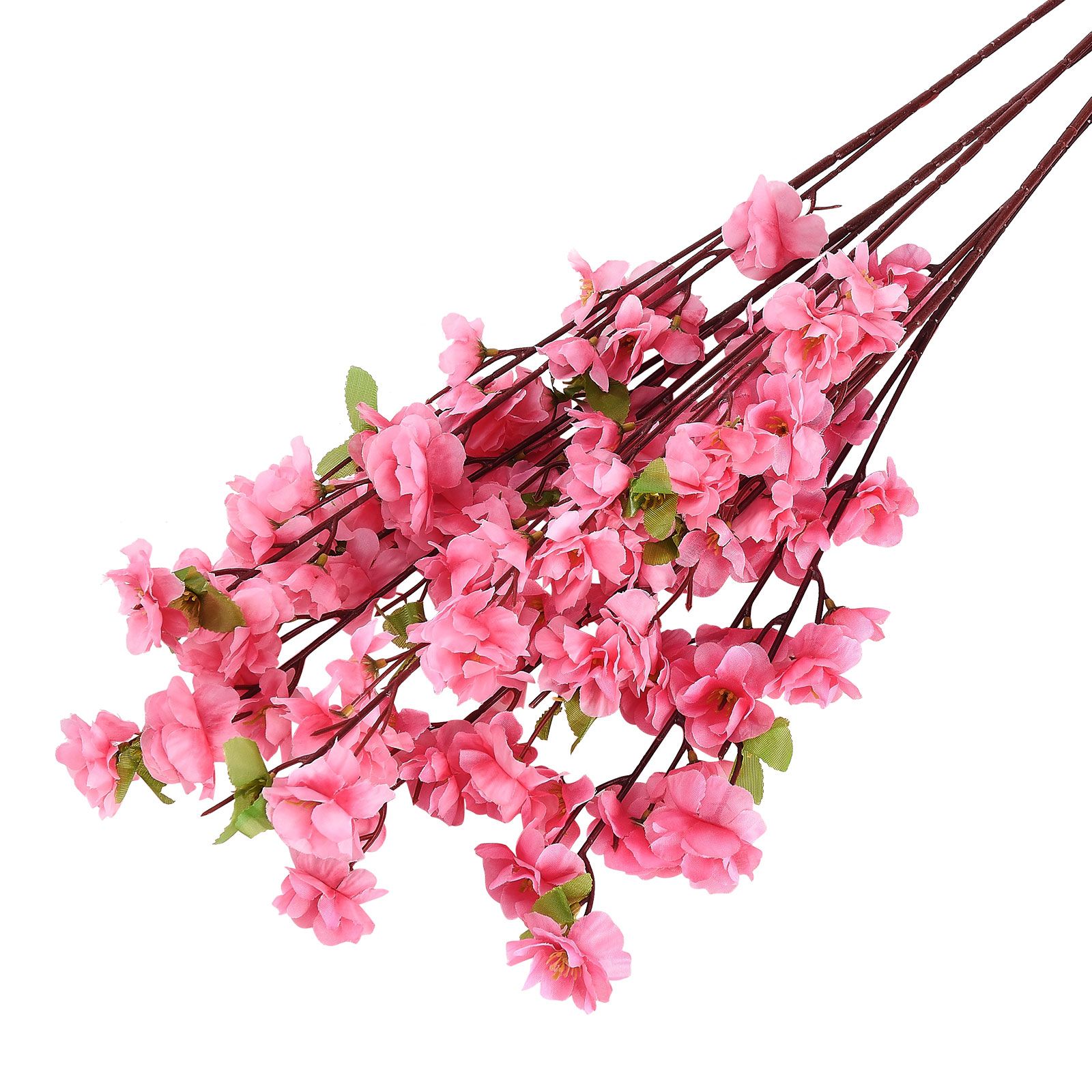 25.6in Artificial Peach Blossom Branch Faux Peach Flowers Branch Stem for DIY view 5