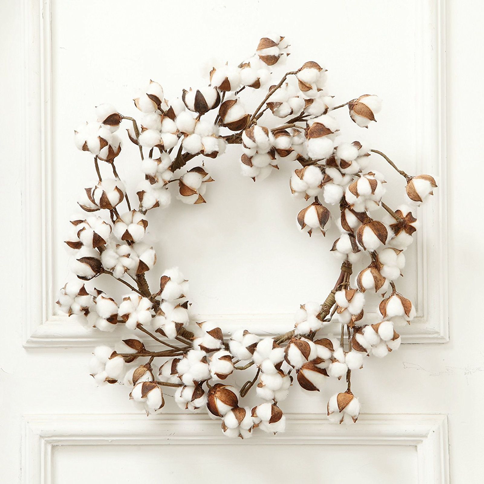 Cotton Head Wreath Decorative Dried Cotton Bolls Wreath for Front Door Wall view 2