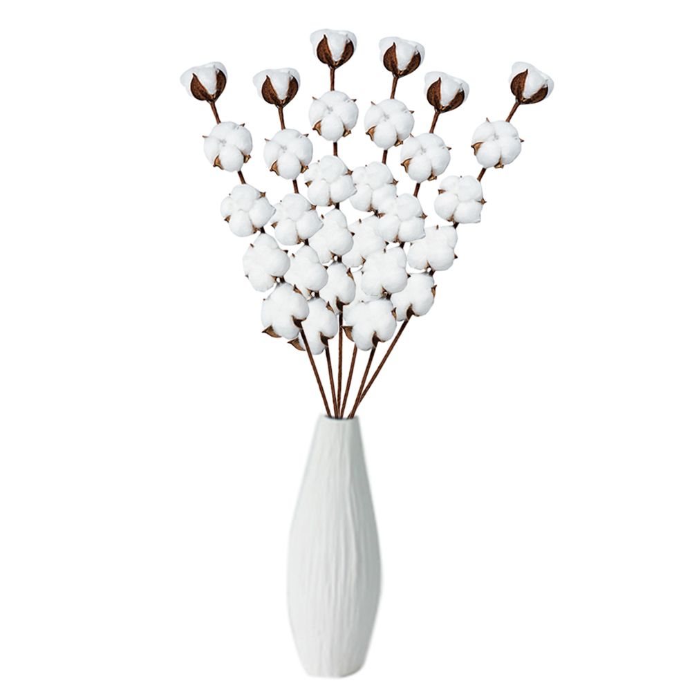 6PCS Artificial Cotton Flower Branches Simulation Dried Cotton Stems for Home view 2