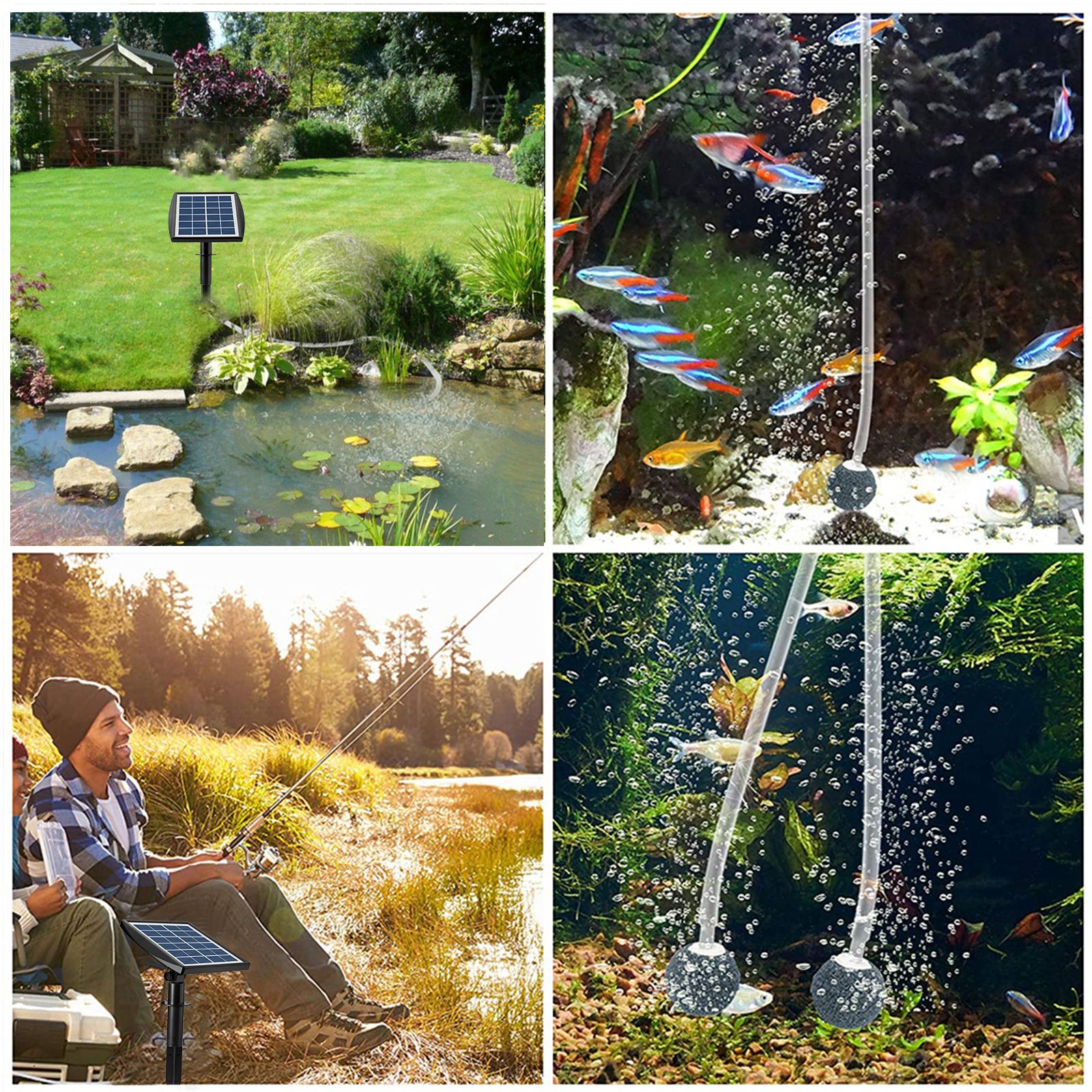 6V 2W Plug-in Solar Oxygen Pump with 8.2ft Pipe 2 Air Bubble Stones Fish Tank view 6