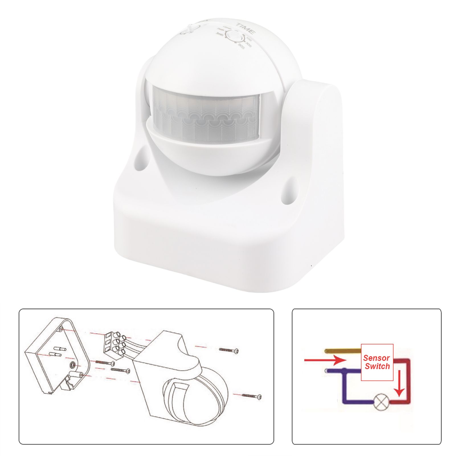 AC110-240V 10A Angle Adjustable Automatic Infrared Sensor Human Body Induction view 12