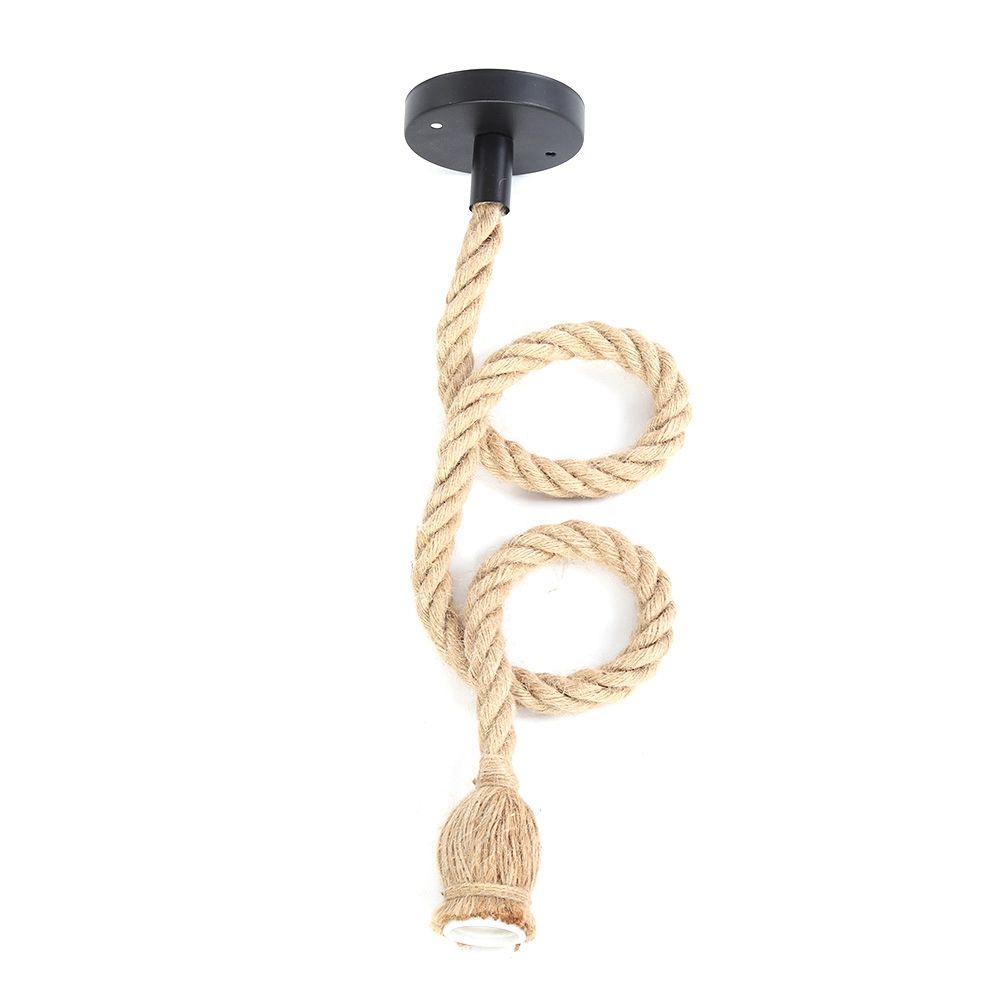 E27 Lamp Base 1m Hemp Rope Cord Electric Wire DIY Pendant Decorative Bulb view 2