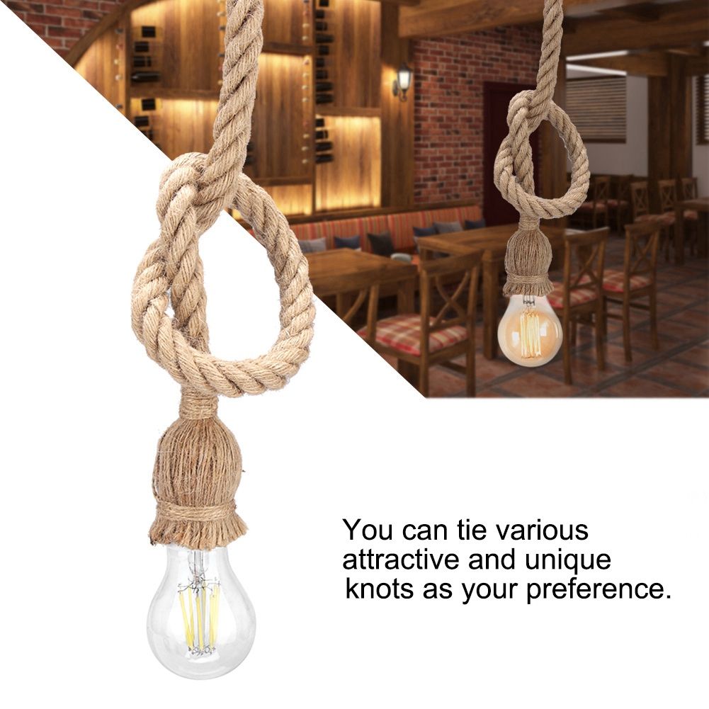 E27 Lamp Base 1m Hemp Rope Cord Electric Wire DIY Pendant Decorative Bulb view 5