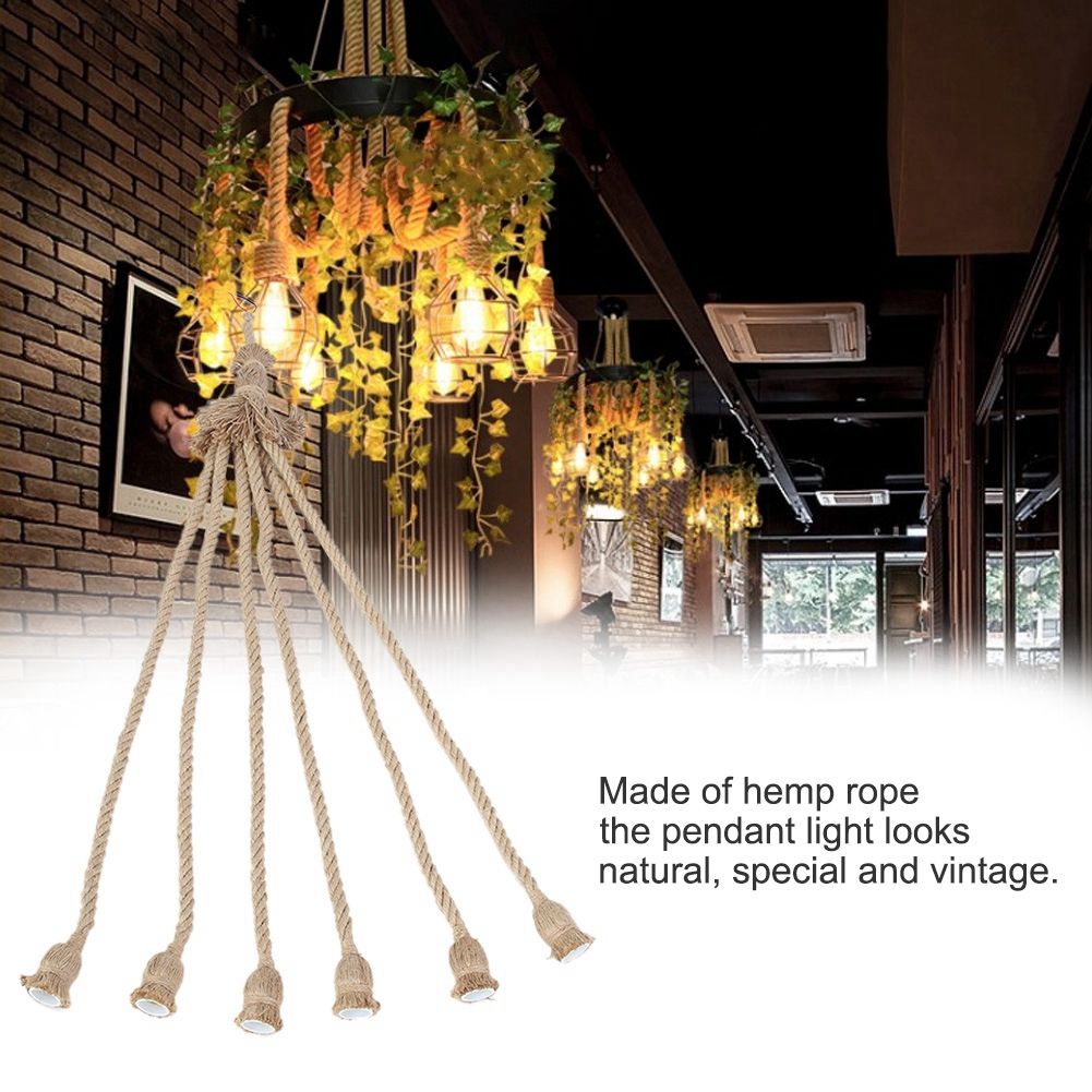 E27 Lamp Base 1m Hemp Rope Cord Electric Wire DIY Pendant Decorative Bulb with view 4