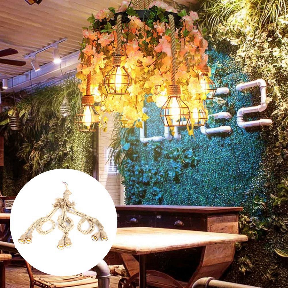 E27 Lamp Base 1m Hemp Rope Cord Electric Wire DIY Pendant Decorative Bulb with view 5