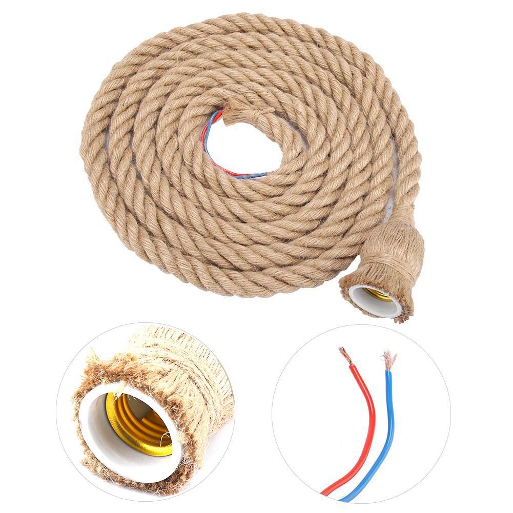 Vintage Hemp Rope Pendant Lights Lamp Bulb Base Holder for Room Decor view 11