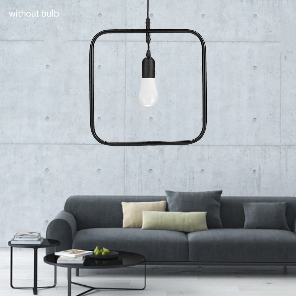 E27 Modern LED Lamp Dining Room Bar Geometric Hanging Light Iron Frame Black view 6