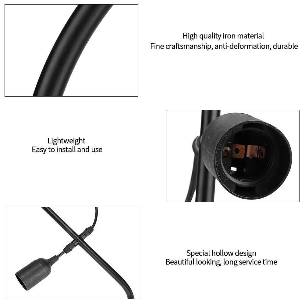 E27 Modern LED Lamp Dining Room Bar Geometric Hanging Light Iron Frame Black view 7