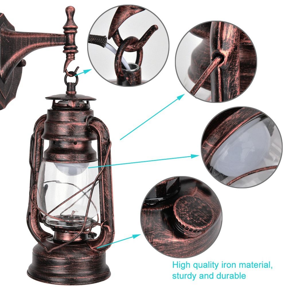 111-240V Retro Style Sconce Light Antique Iron Wall Lamp Fixture for Cafe Bar view 10