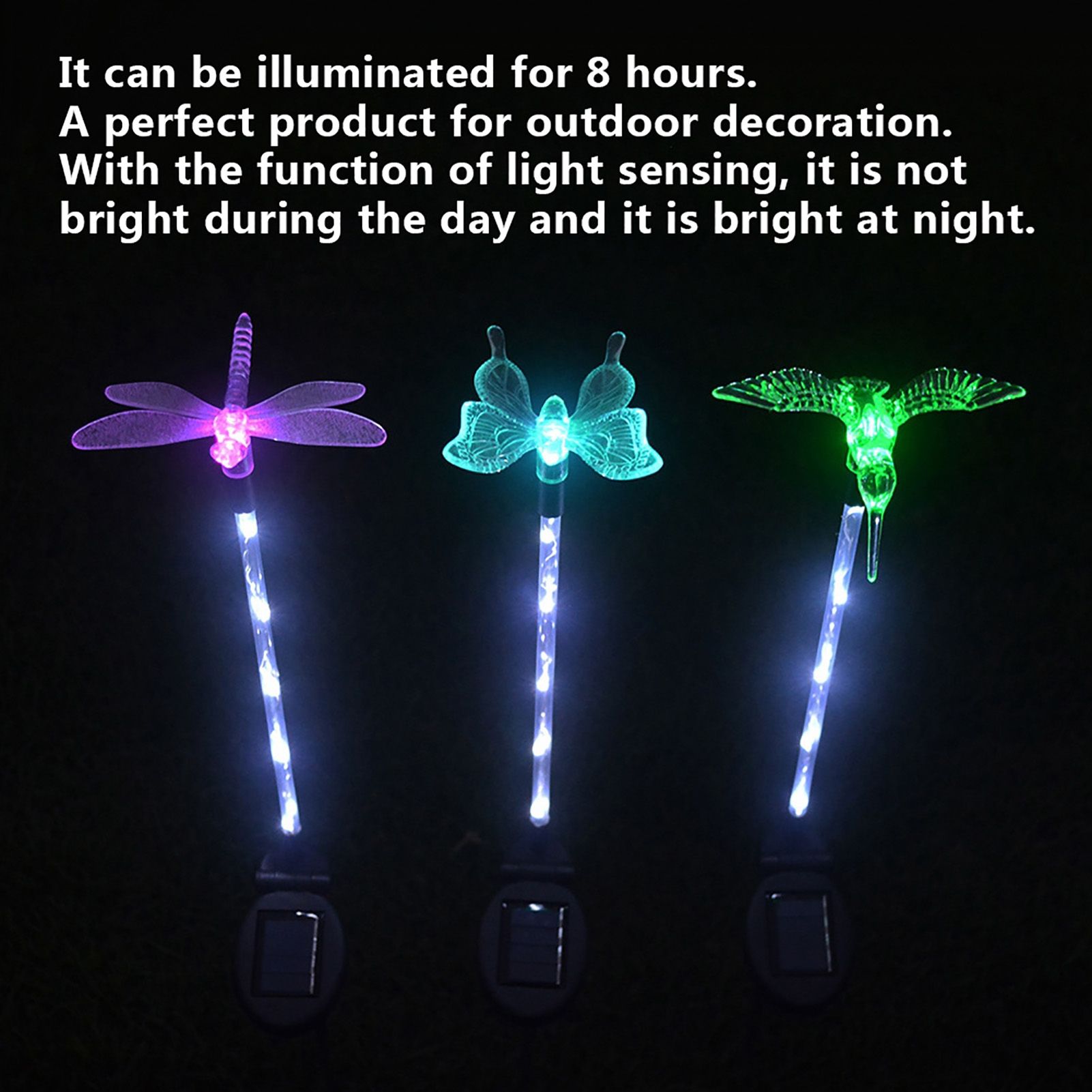 3pcs Solar Powered LED Colorful Outdoor Waterproof Stake Light for Lawn Garden view 9