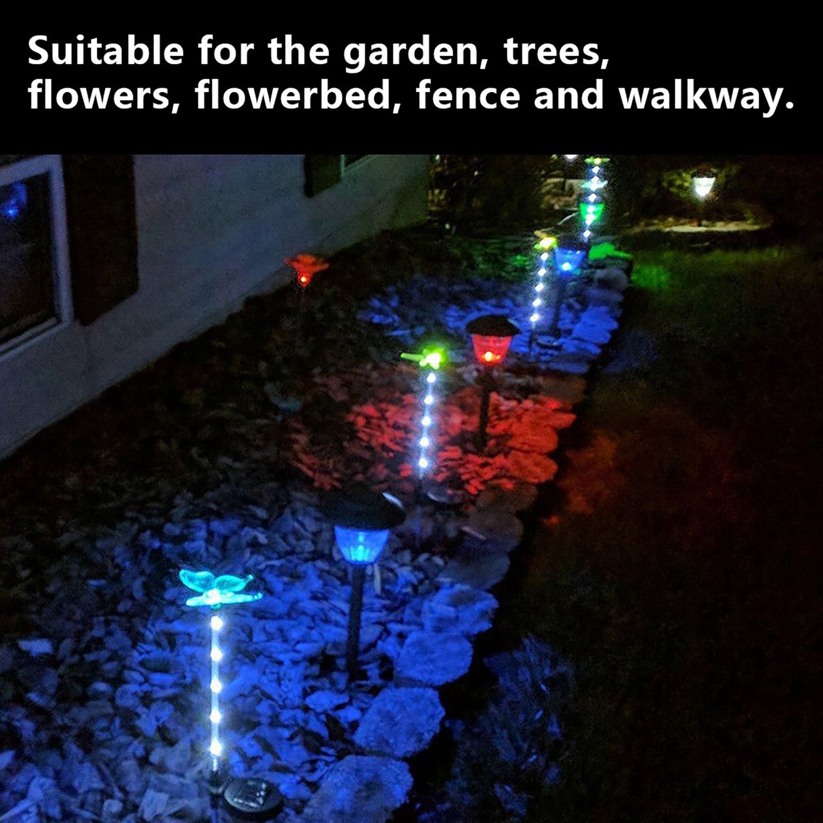 3pcs Solar Powered LED Colorful Outdoor Waterproof Stake Light for Lawn Garden view 10