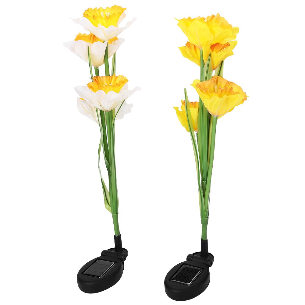 Outdoor Solar Powered LED 4 Daffodil Flowers Lights Lamp for Garden Patio view 4