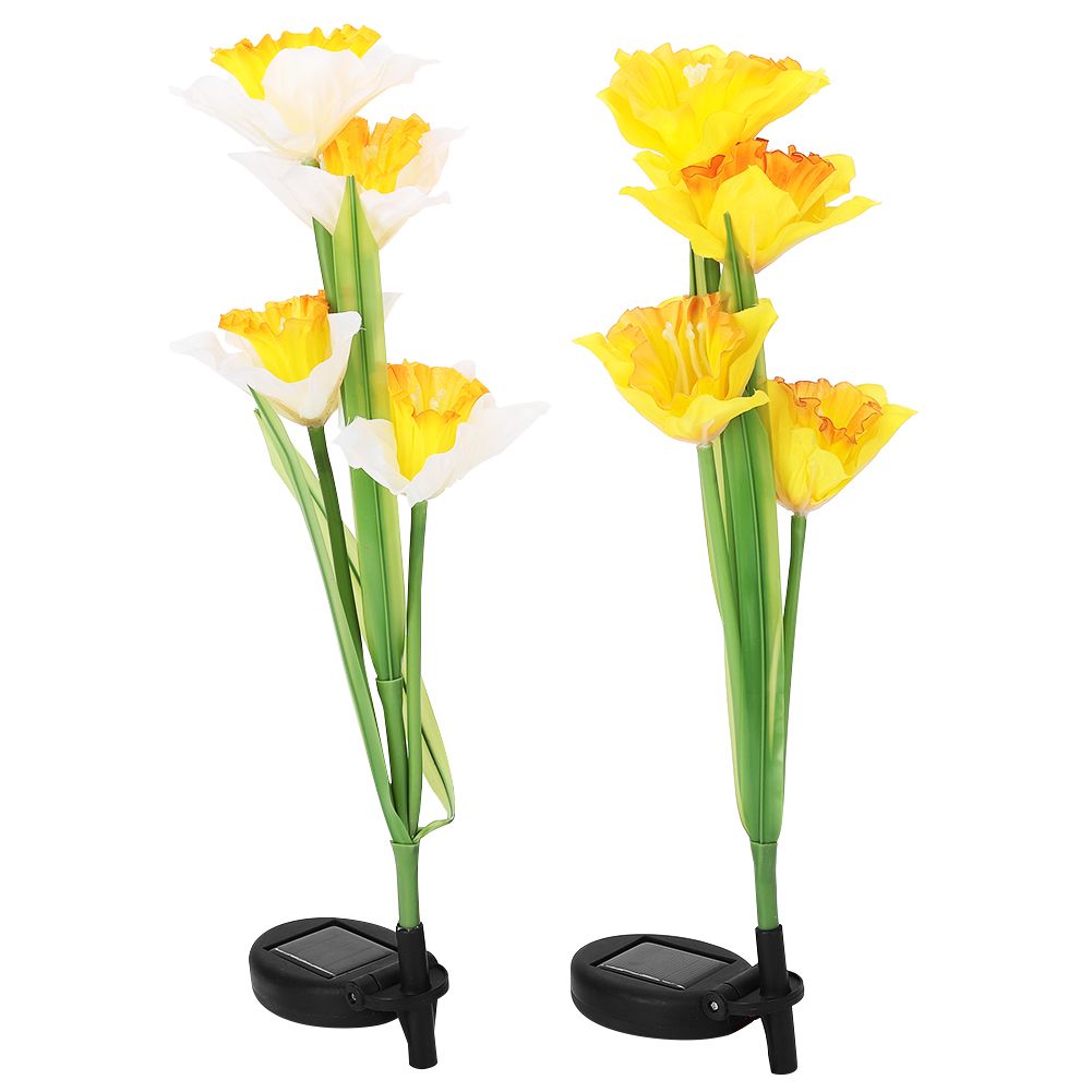 Outdoor Solar Powered LED 4 Daffodil Flowers Lights Lamp for Garden Patio view 5