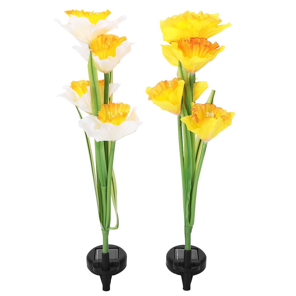 Outdoor Solar Powered LED 4 Daffodil Flowers Lights Lamp for Garden Patio view 6