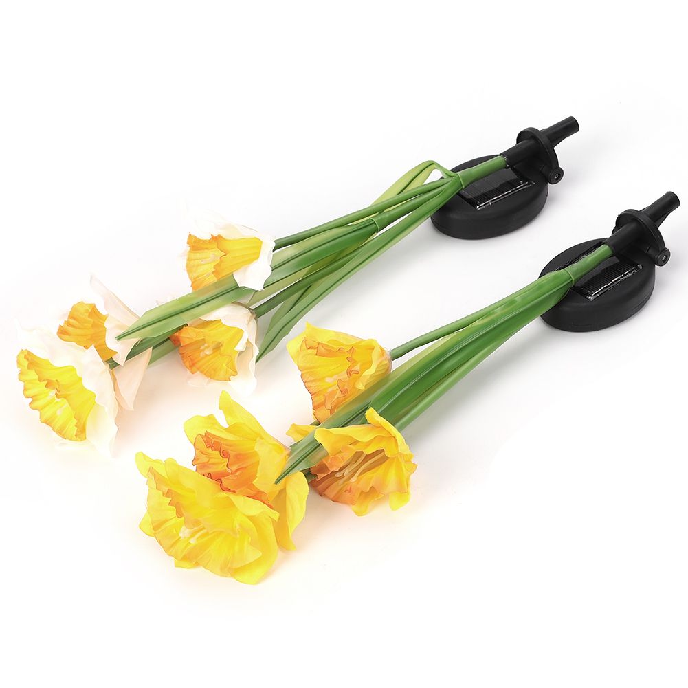 Outdoor Solar Powered LED 4 Daffodil Flowers Lights Lamp for Garden Patio view 7