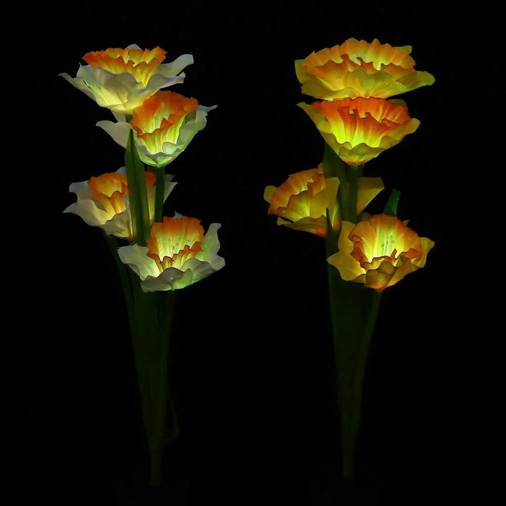 Outdoor Solar Powered LED 4 Daffodil Flowers Lights Lamp for Garden Patio view 11