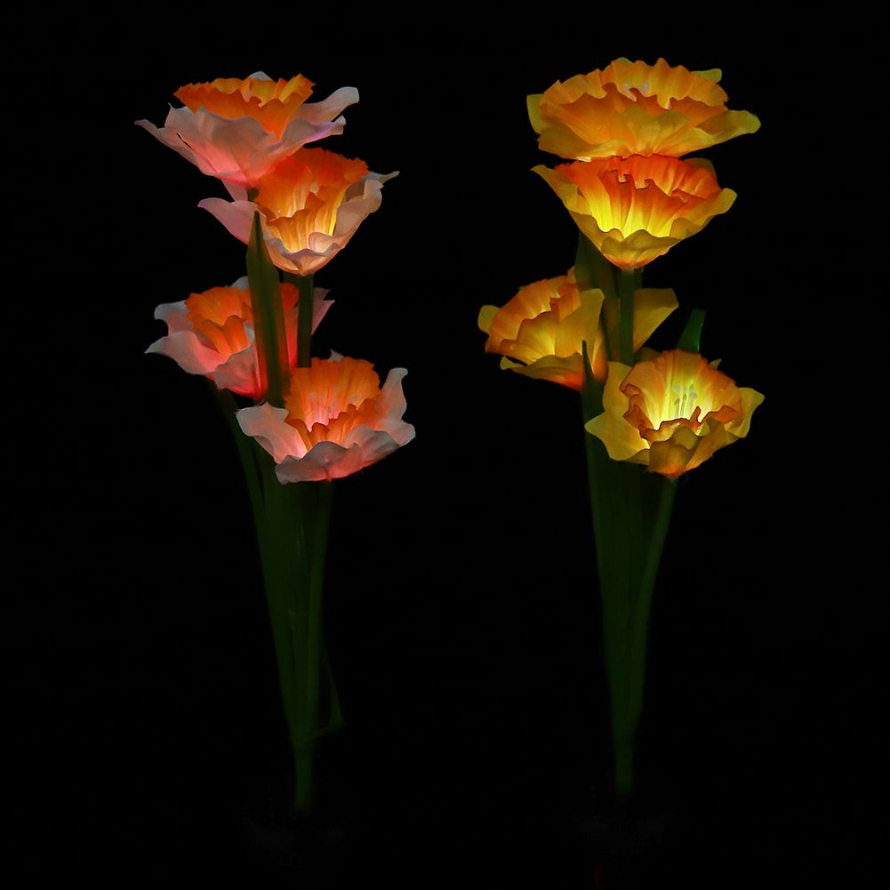 Outdoor Solar Powered LED 4 Daffodil Flowers Lights Lamp for Garden Patio view 12