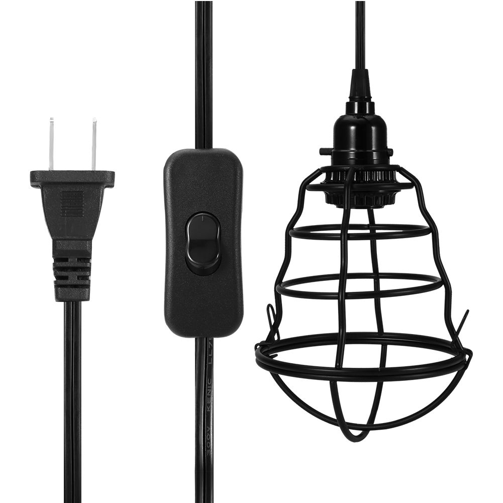 E27 E26 Light Lamp Bulb Holder Base Light Socket Cable Cord (with Iron Mesh Cover) view 2