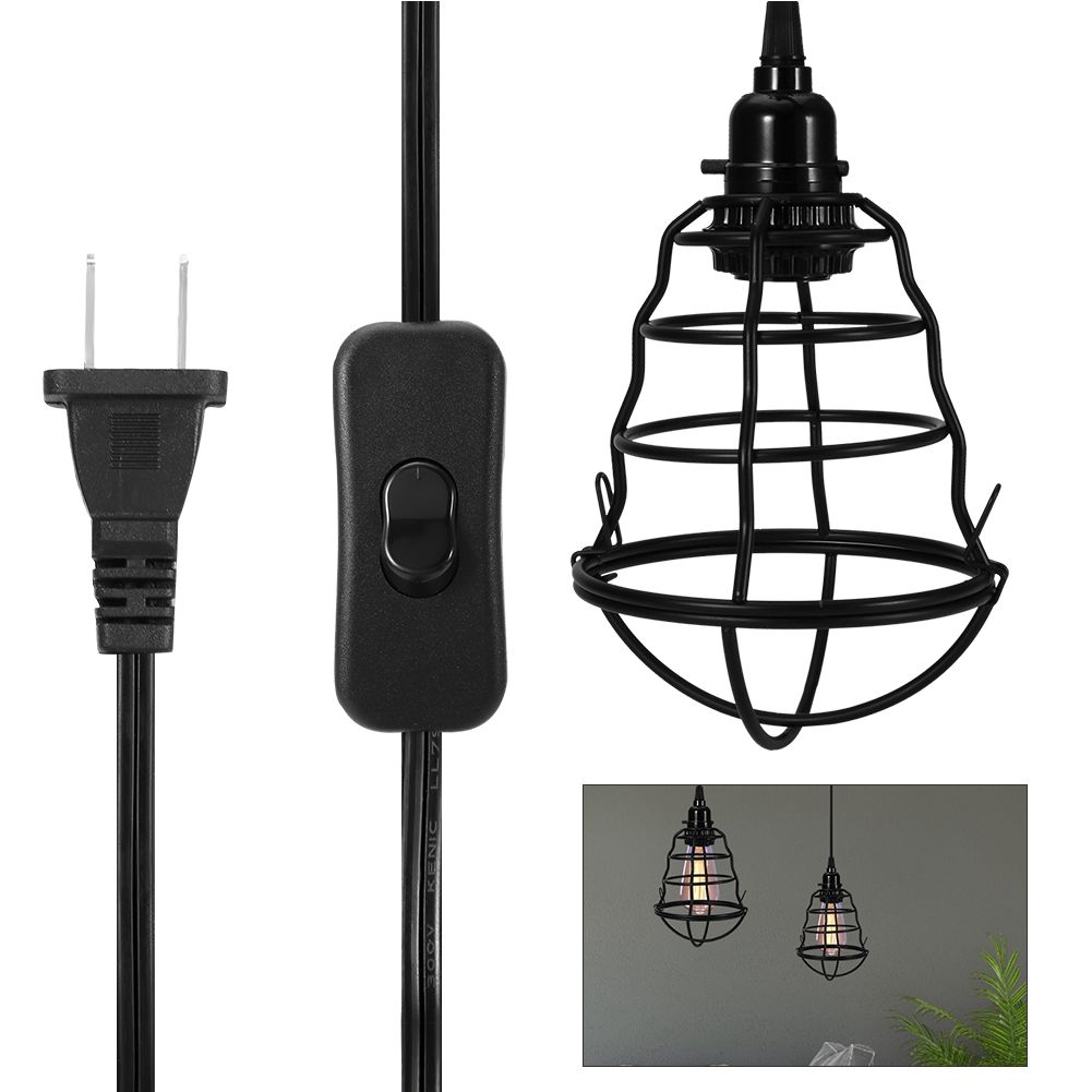 E27 E26 Light Lamp Bulb Holder Base Light Socket Cable Cord (with Iron Mesh Cover) view 3