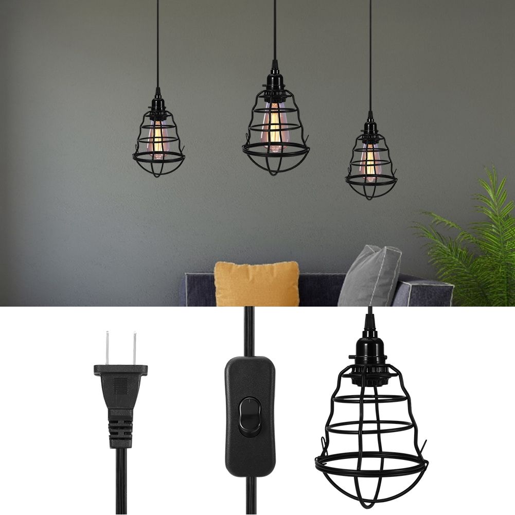 E27 E26 Light Lamp Bulb Holder Base Light Socket Cable Cord (with Iron Mesh Cover) view 4