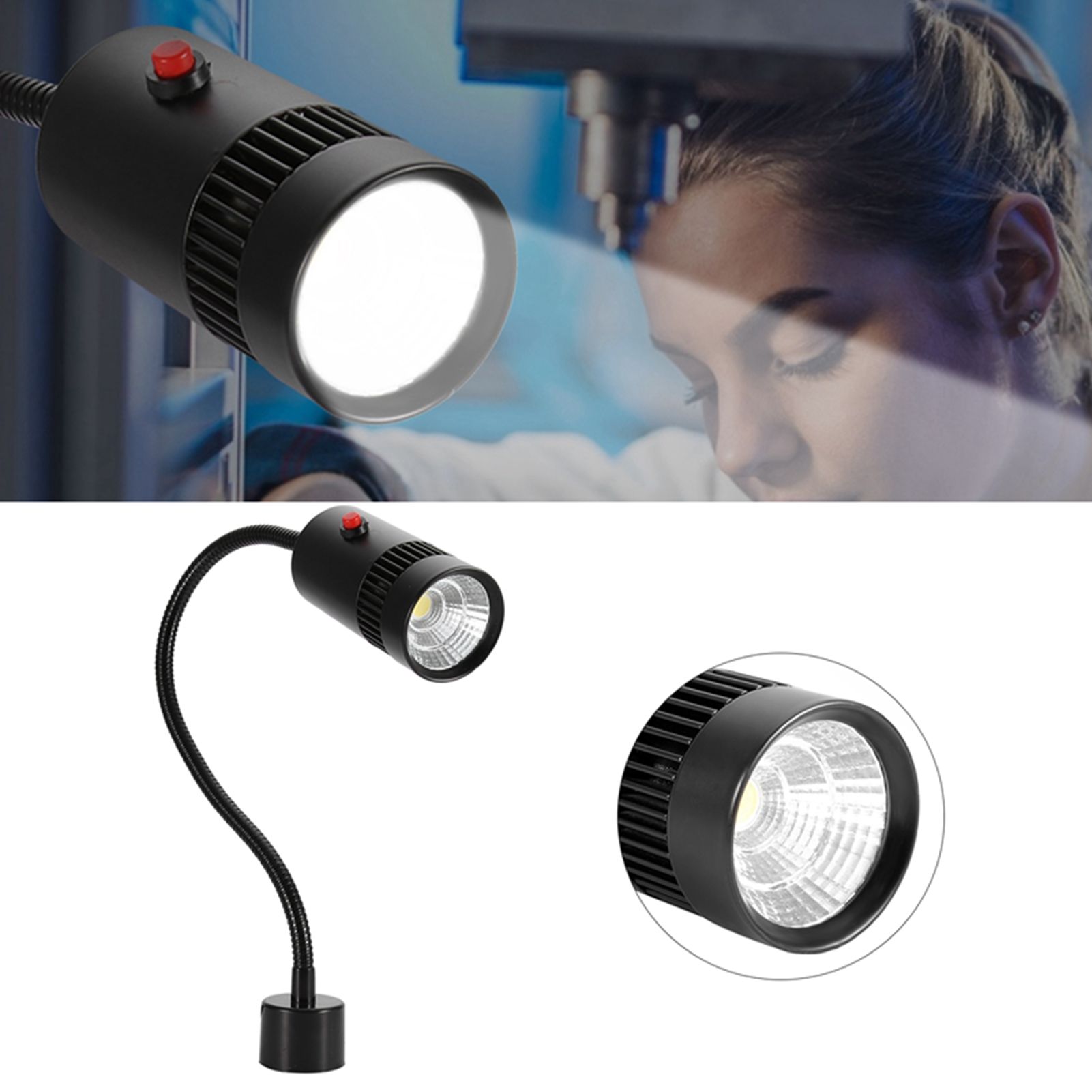 7W LED Adjustable Neck Machine Tool Lathes Lamp Magnetic Mount view 11