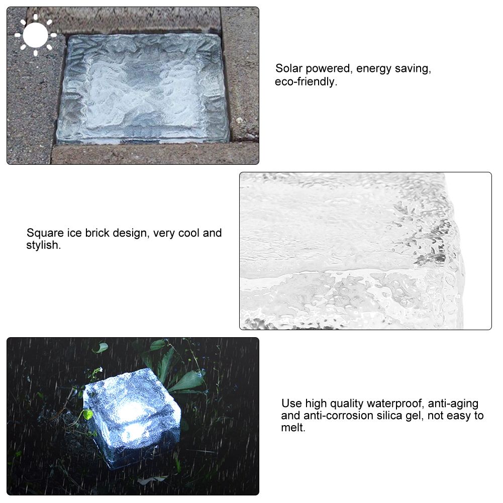 Waterproof Solar Powered LED Light Buried Ice Brick Lamp for Outdoor Yard view 7
