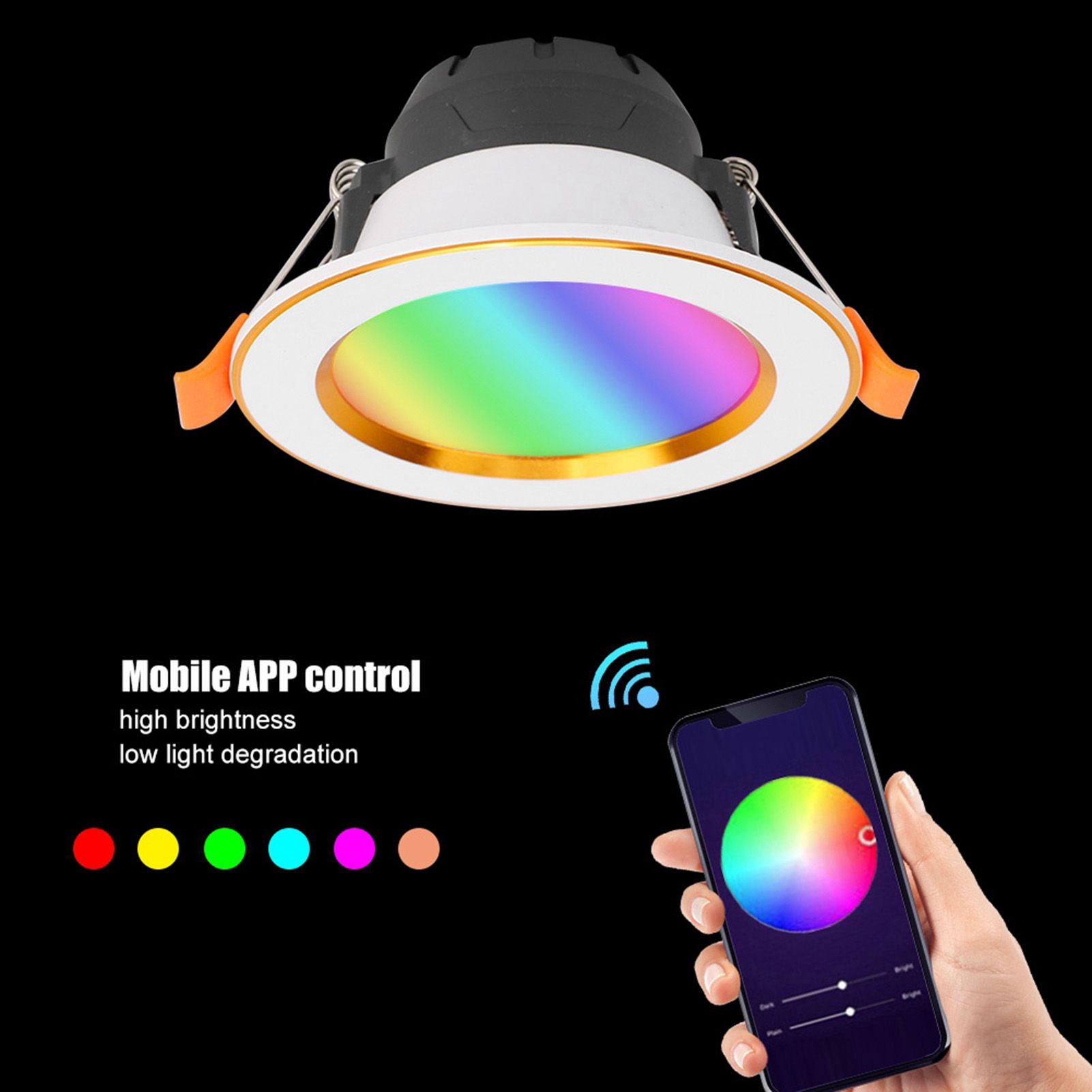 7W RGB+W Smart WIFI LED Downlight Ceiling Light Voice APP Control Lamp for view 7