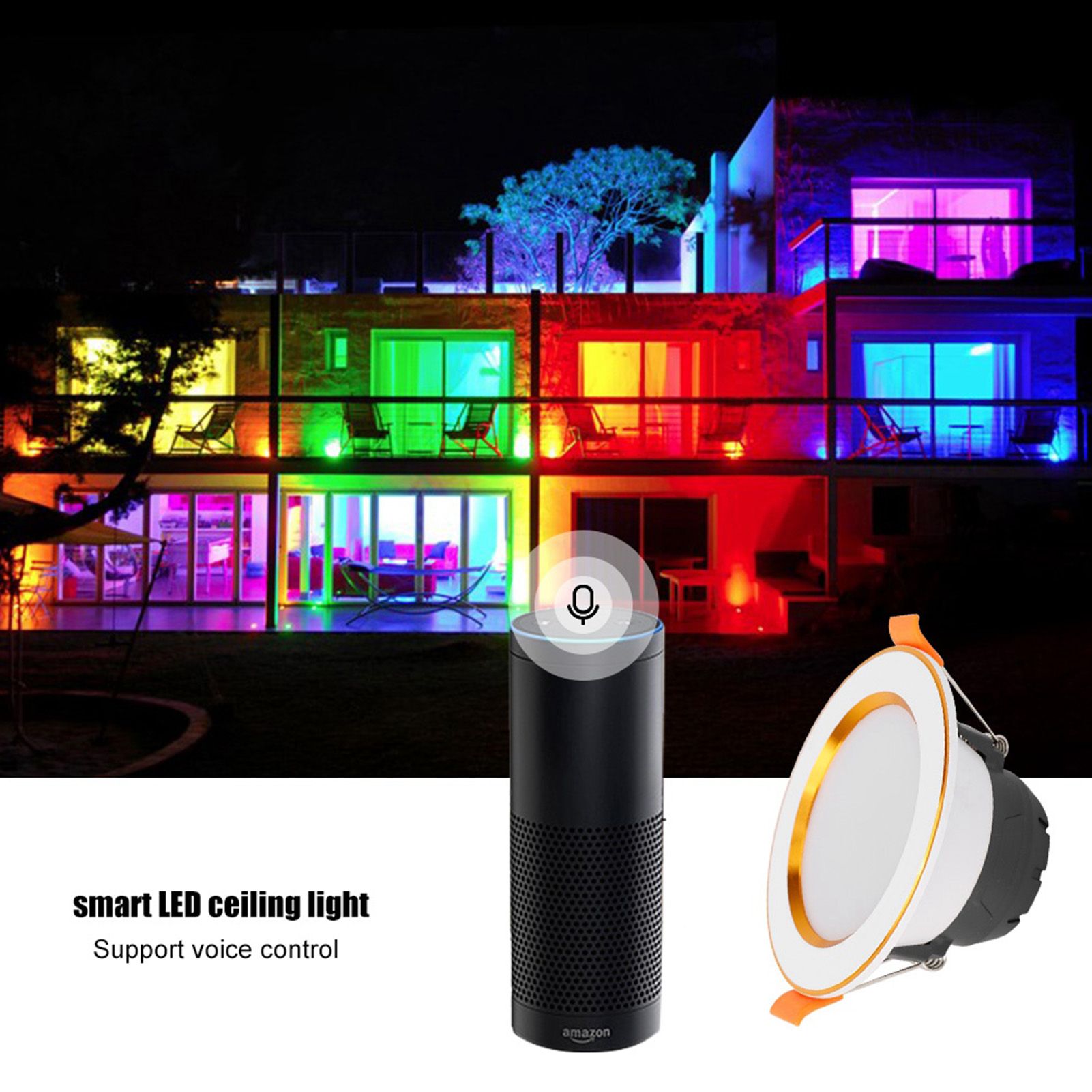 7W RGB+W Smart WIFI LED Downlight Ceiling Light Voice APP Control Lamp for view 8