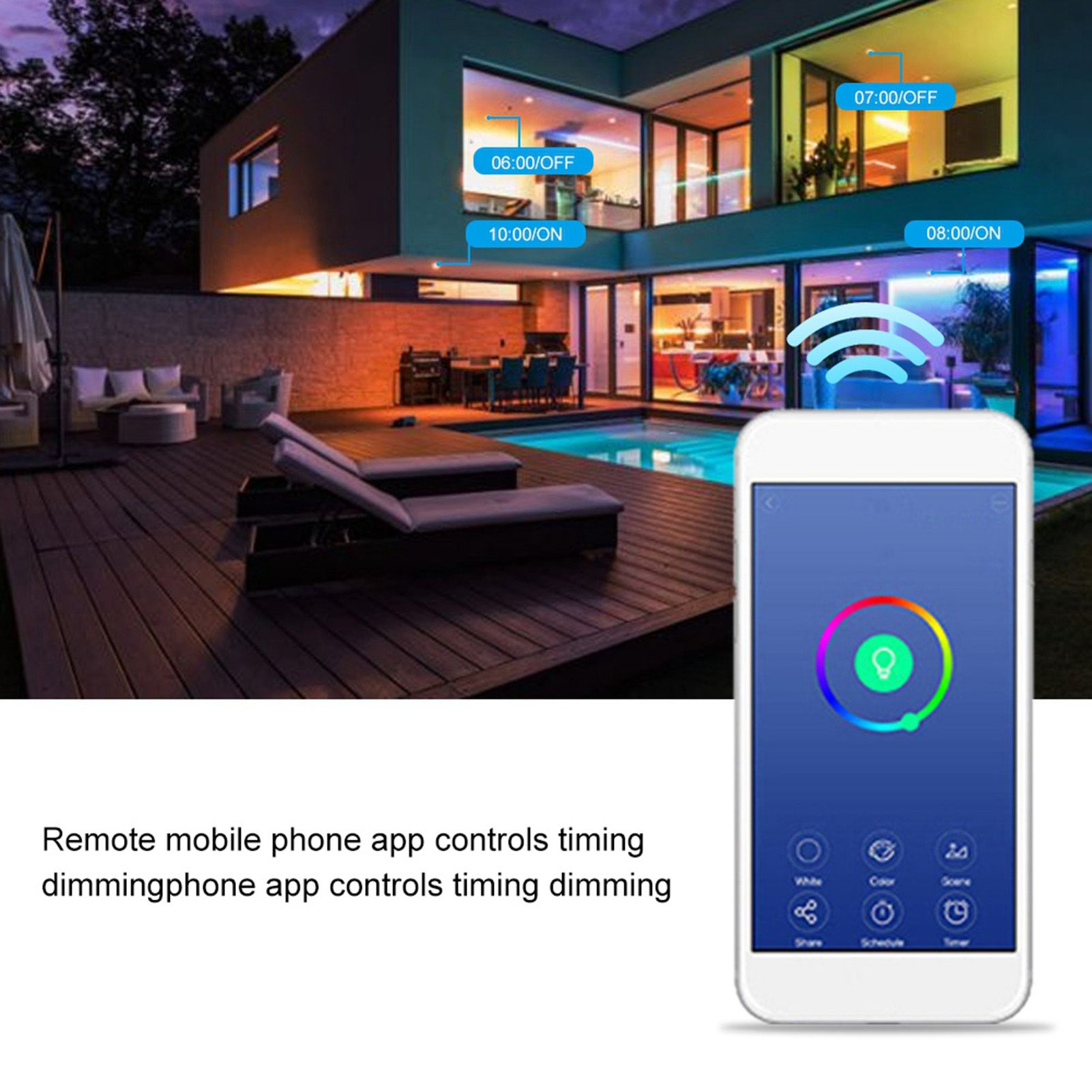 White 7W RGB+W Smart WIFI LED Downlight Ceiling Light Voice APP Control Lamp view 7