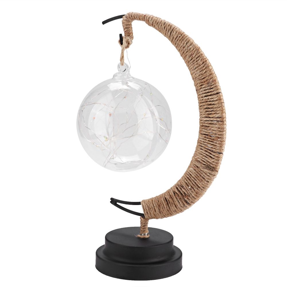 Glass Ball Moon Iron Art Decoration Night Light with LED Copper Wire Lamp