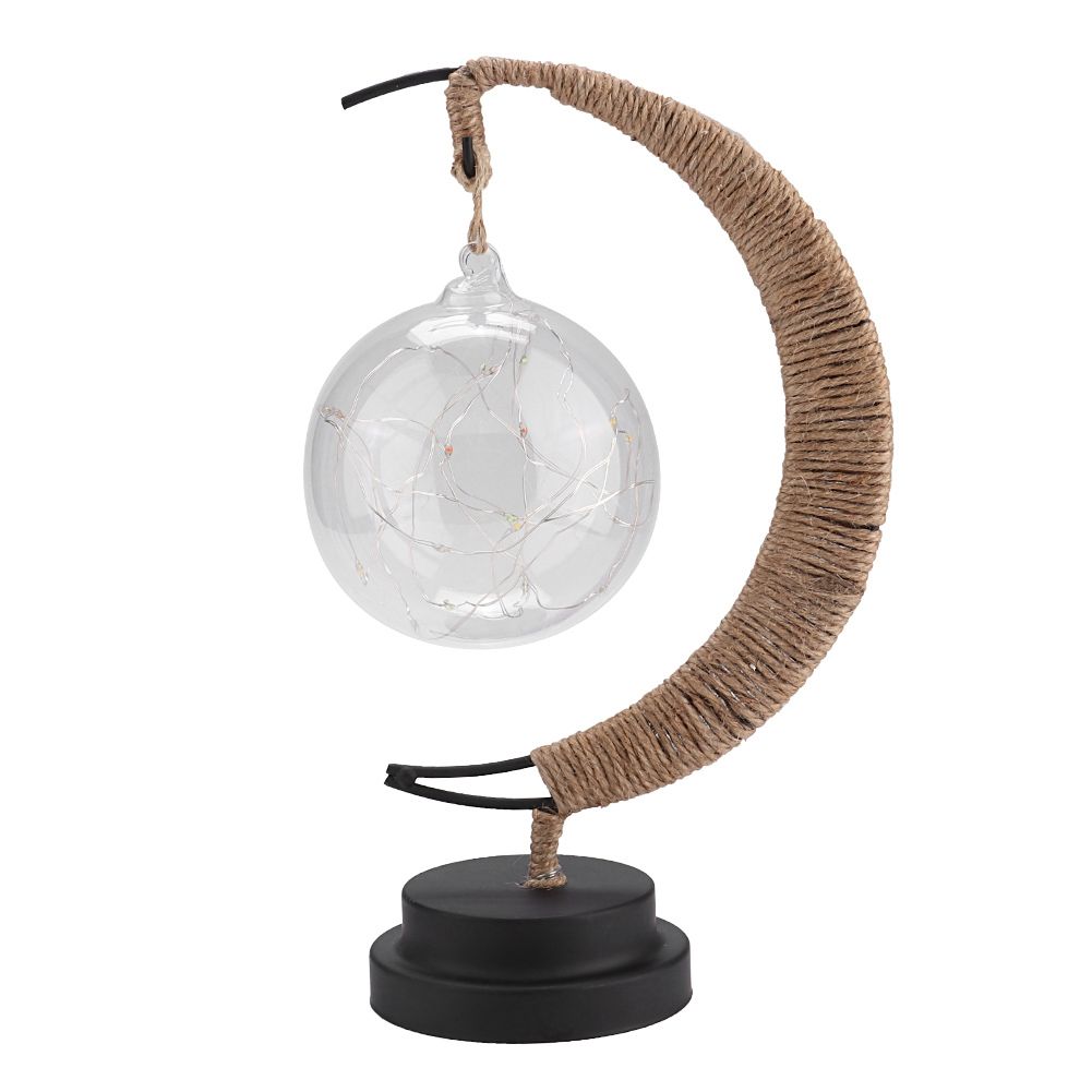Glass Ball Moon Iron Art Decoration Night Light with LED Copper Wire Lamp view 2