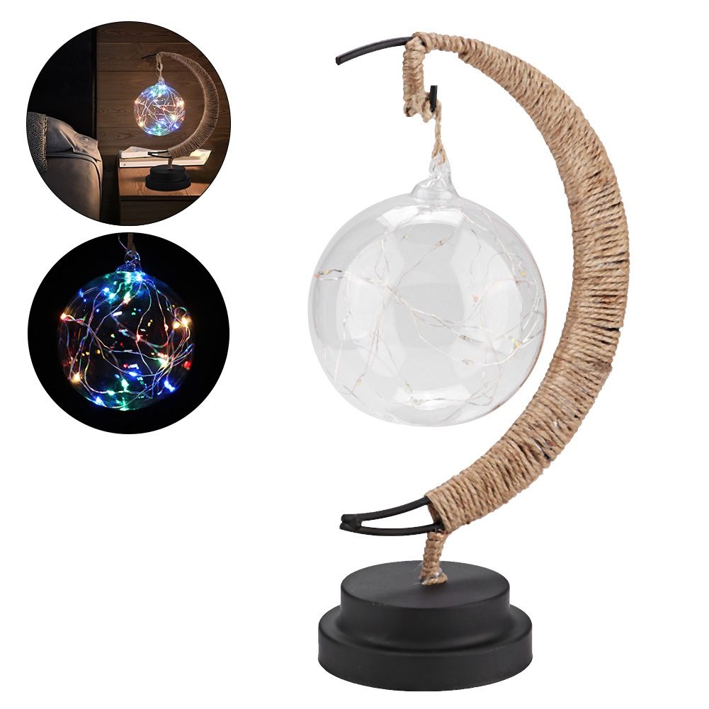 Glass Ball Moon Iron Art Decoration Night Light with LED Copper Wire Lamp view 4