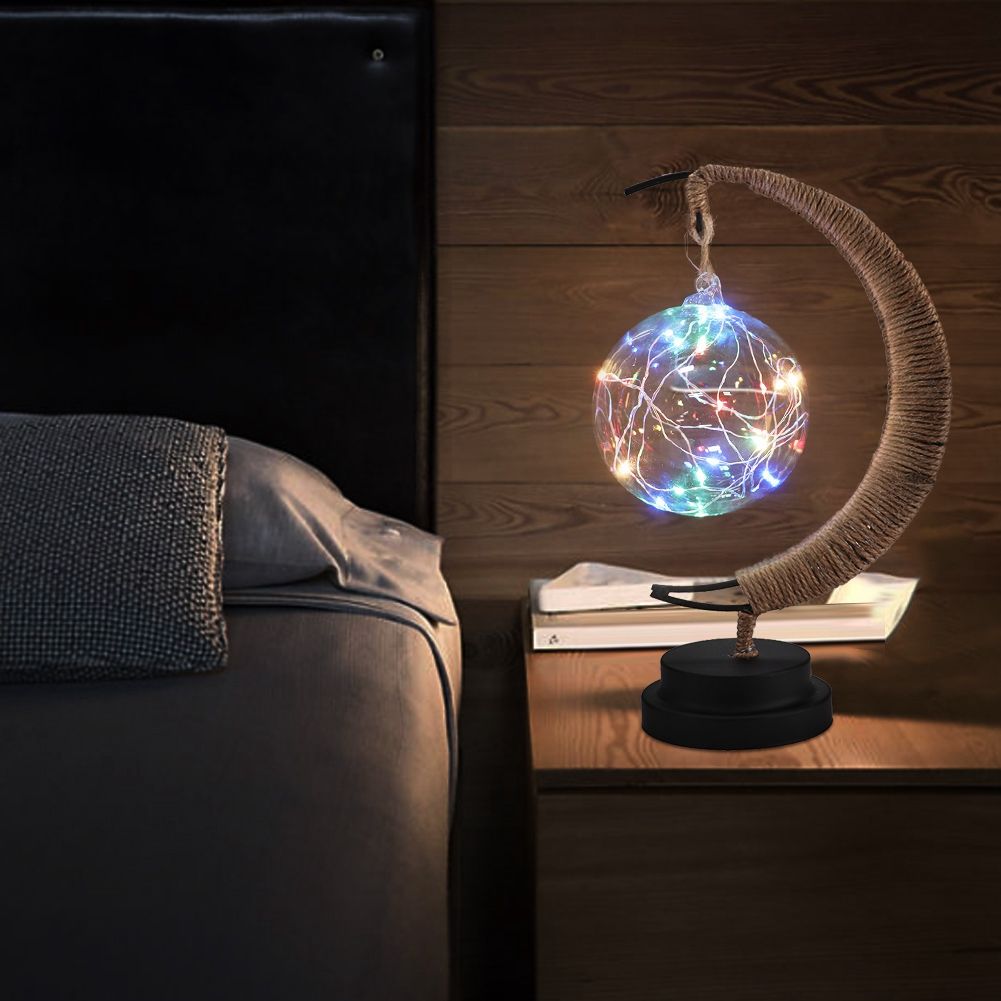 Glass Ball Moon Iron Art Decoration Night Light with LED Copper Wire Lamp view 5