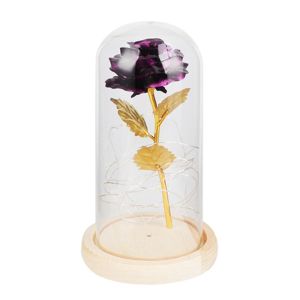 LED Rose Bedside Lamp Glass Night Light Birthday Gift Home Decoration (Purple) view 2