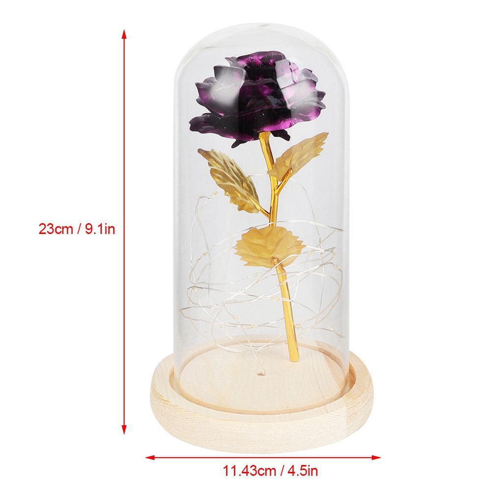 LED Rose Bedside Lamp Glass Night Light Birthday Gift Home Decoration (Purple) view 10