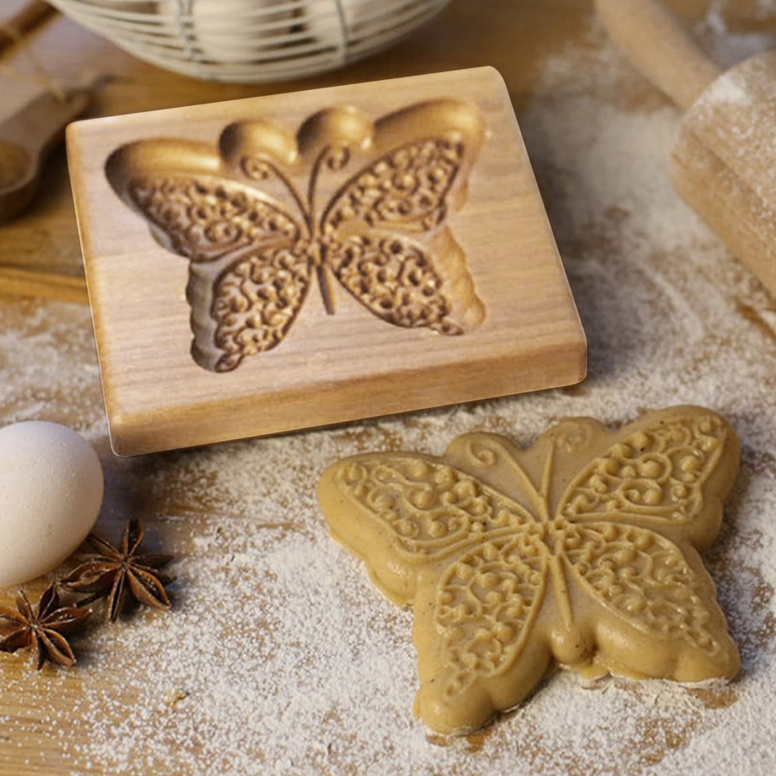 Cookie Embossing Molds Wooden Cookie Molds Biscuit Press Stamp Mold Baking Tools view 7