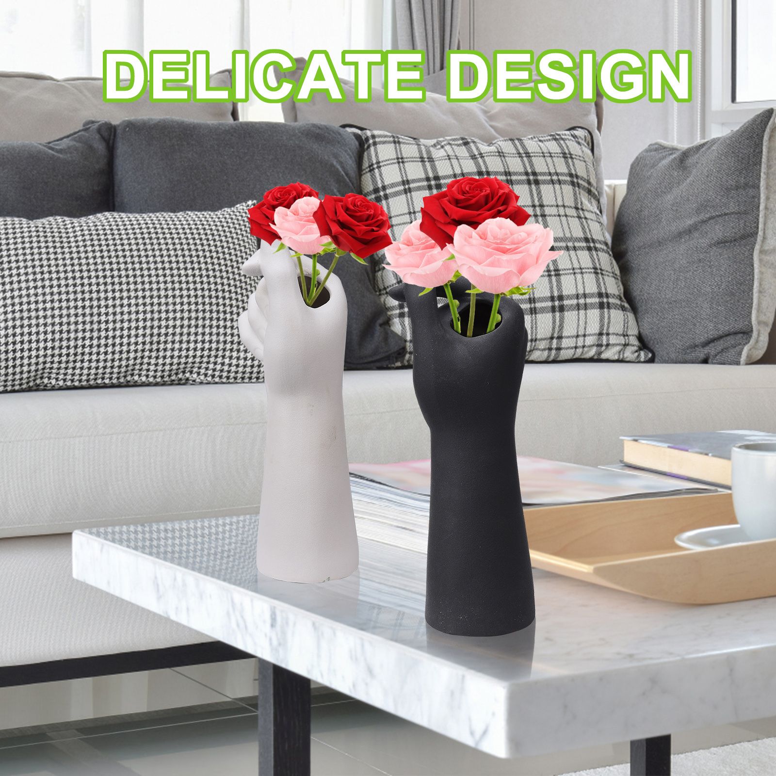 Table Vase White Color 10cm Long Ceramic Vases Decorative view 15