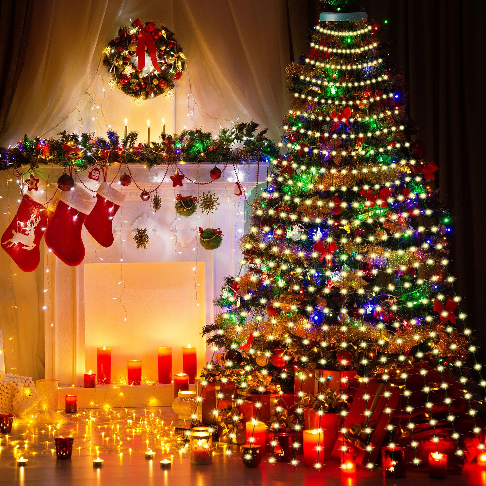 Christmas Tree Decorative Lights String Garden Layout Waterfall Lights Party view 7