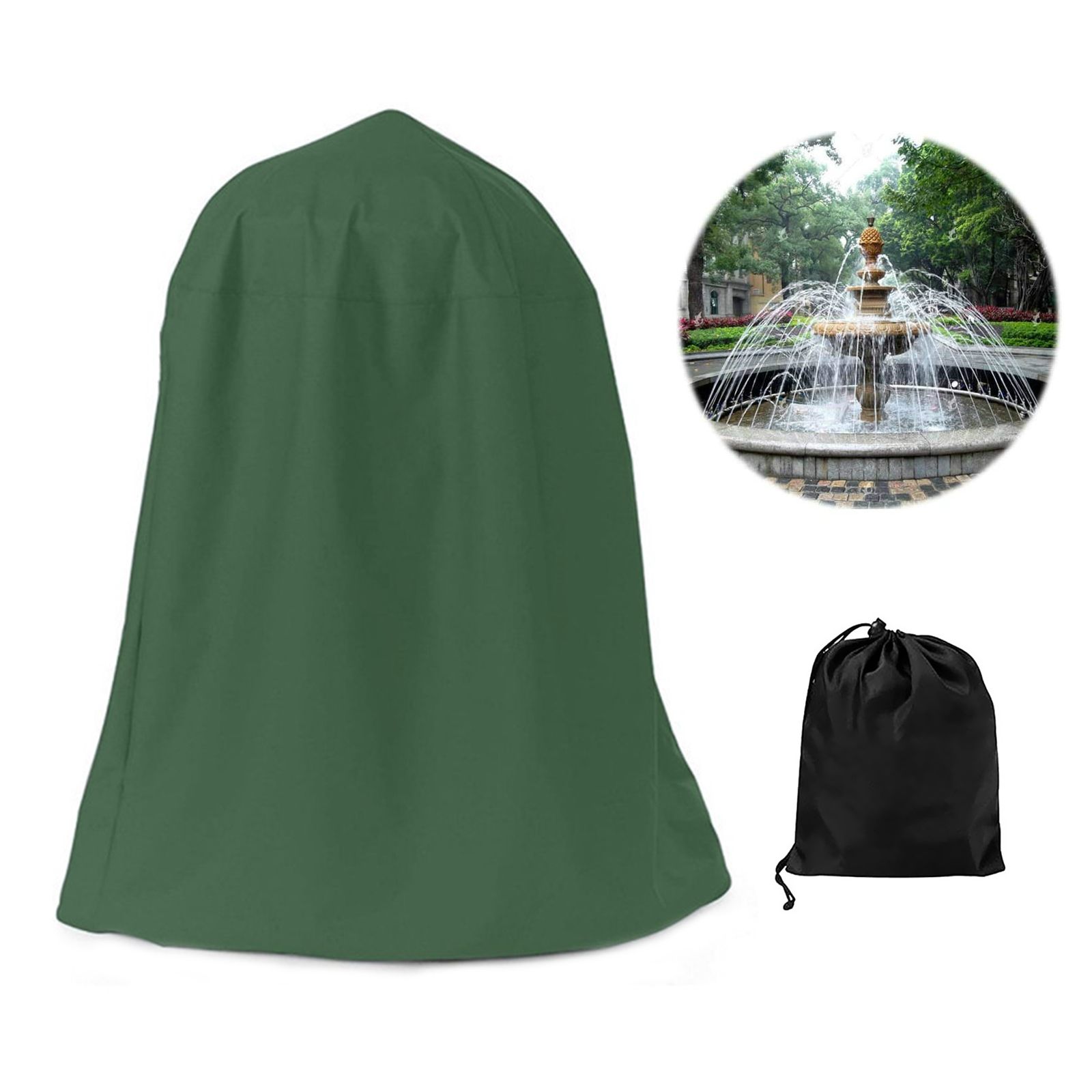 Garden Fountain Statue Protective Cover Silver Coated Oxford Cloth Waterproof — image 1