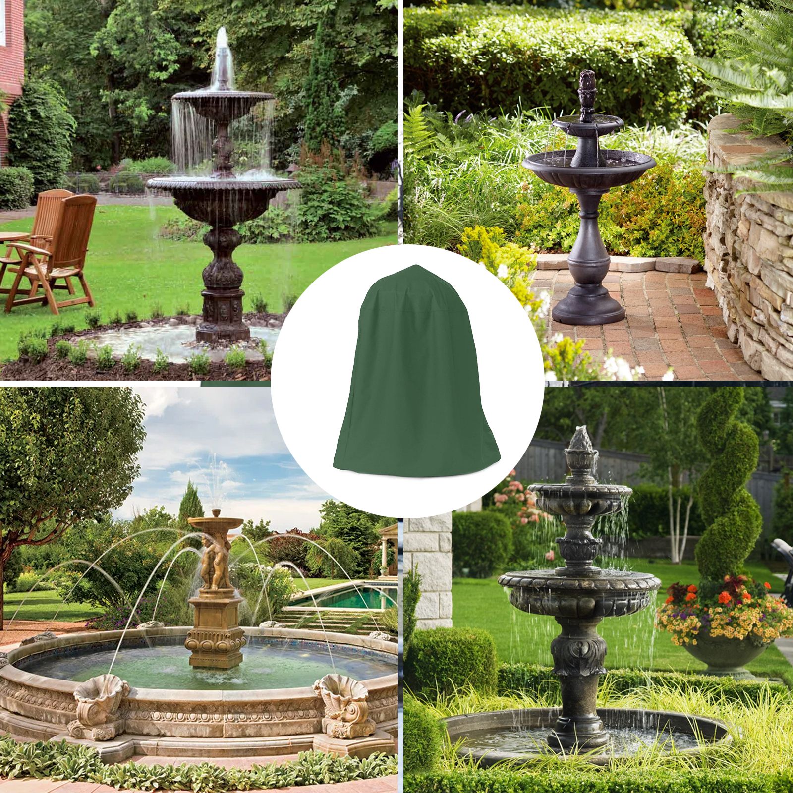 Garden Fountain Statue Protective Cover Silver Coated Oxford Cloth Waterproof view 10