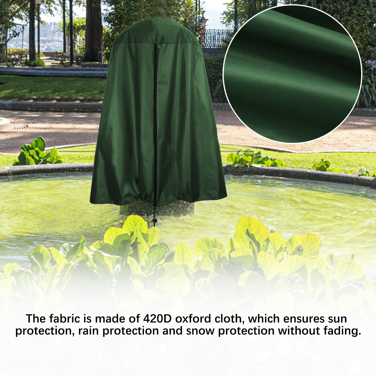 Garden Fountain Statue Protective Cover Silver Coated Oxford Cloth Waterproof view 12