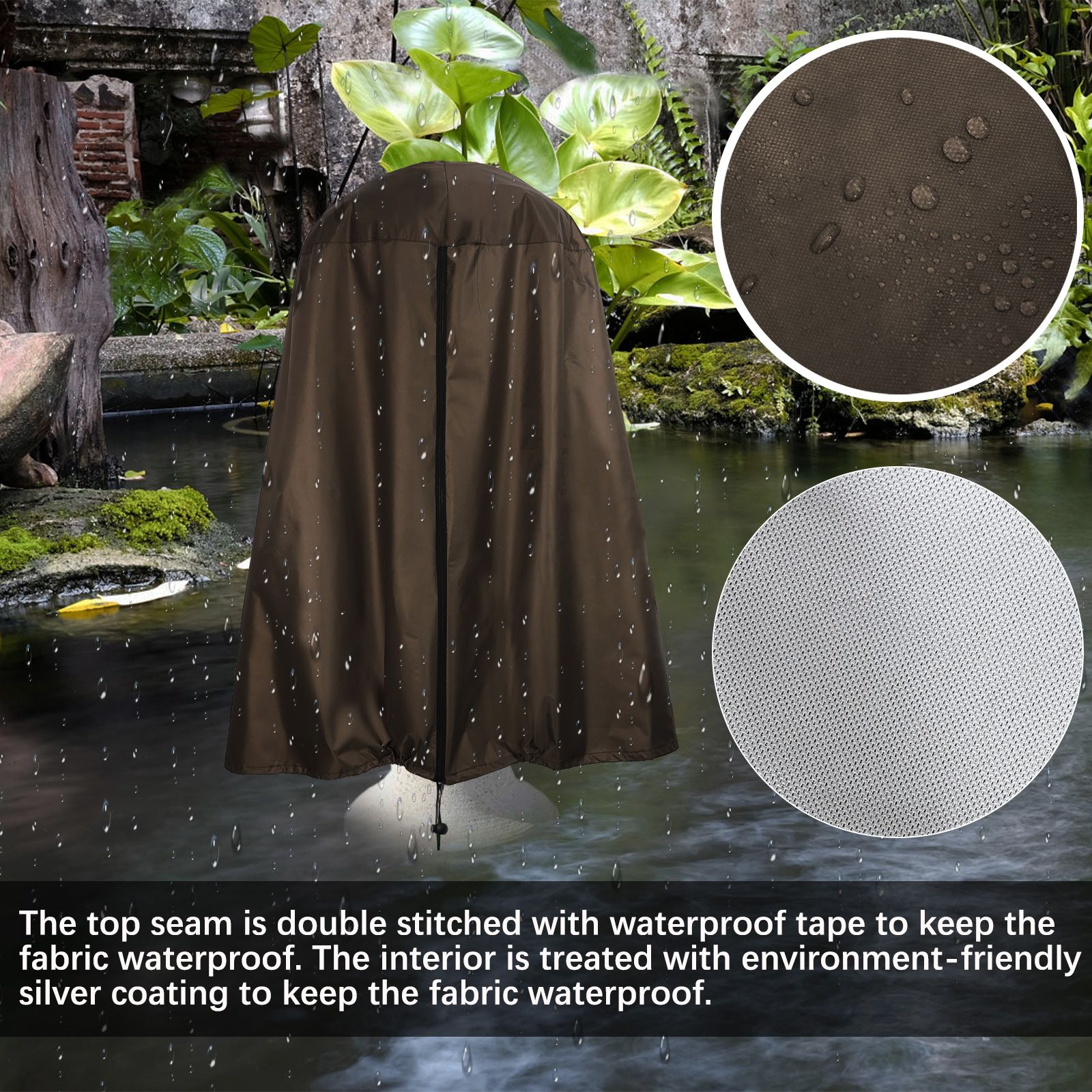 Garden Fountain Statue Protective Cover Silver Coated Oxford Cloth Waterproof view 13