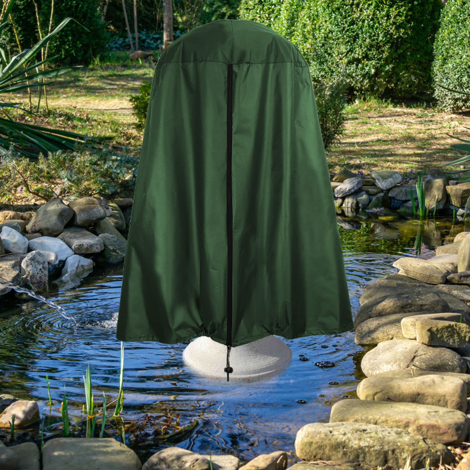 Garden Fountain Statue Protective Cover Silver Coated Oxford Cloth Waterproof view 14