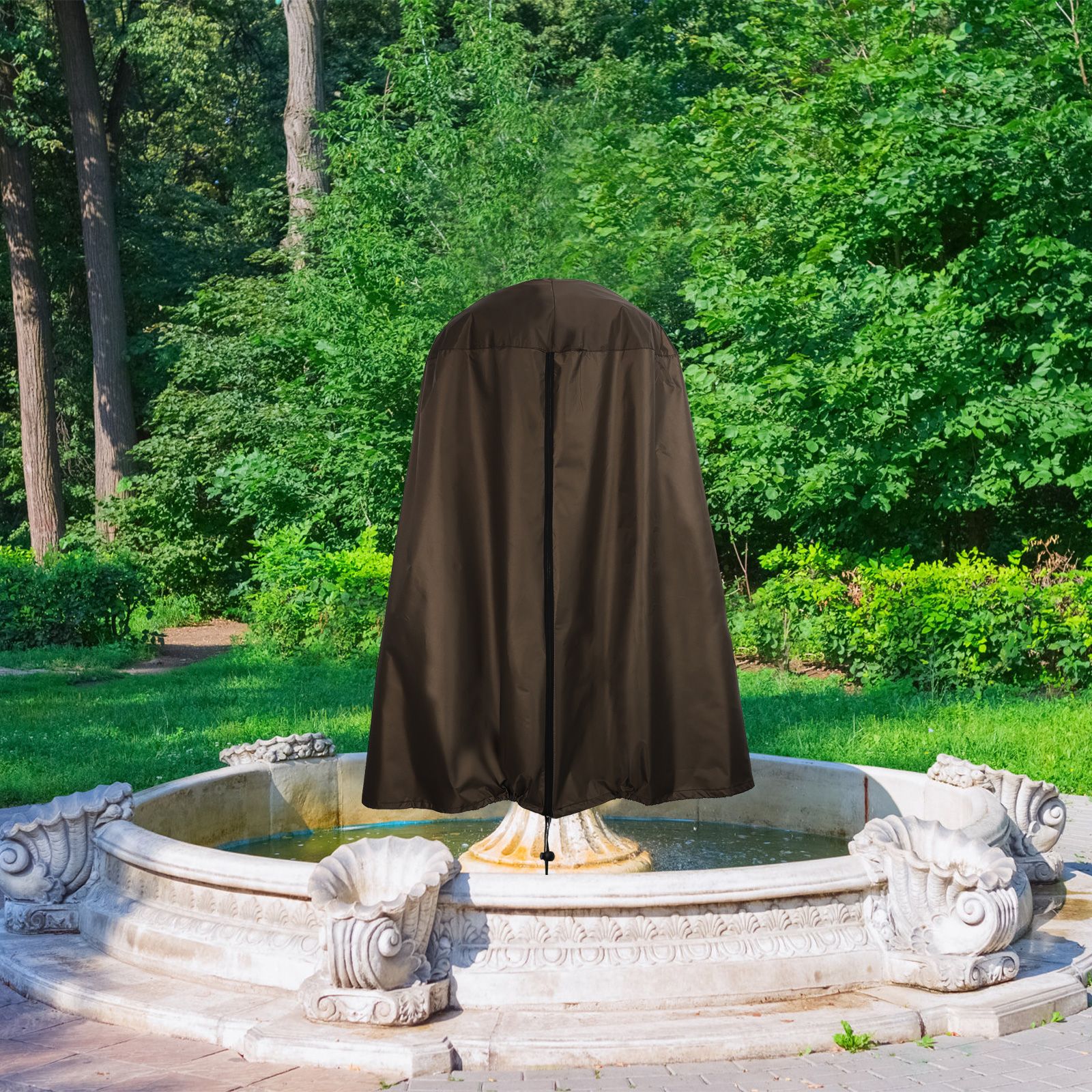 Garden Fountain Statue Protective Cover Silver Coated Oxford Cloth Waterproof view 15