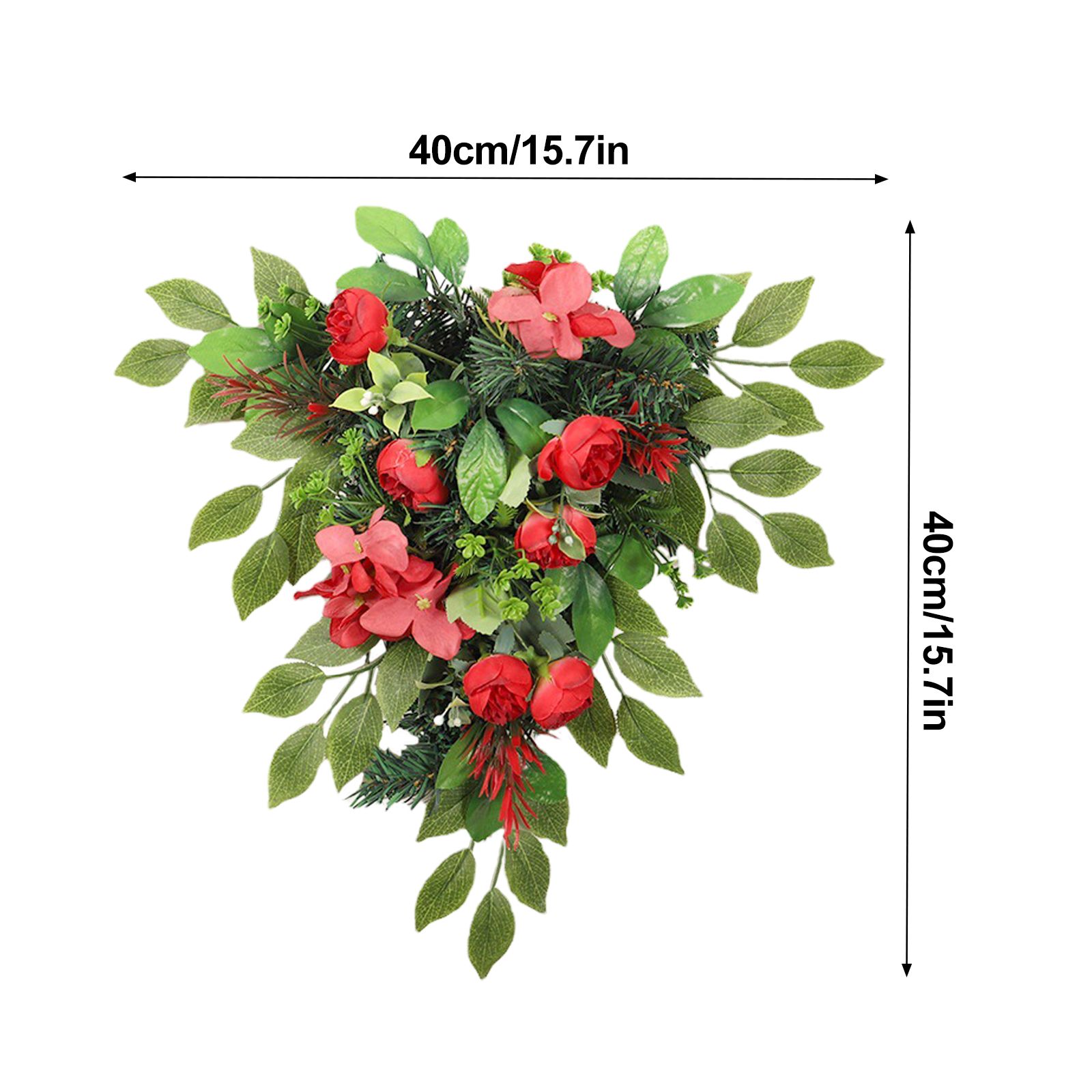 Red Tea Bud Hydrangea Upside down Tree PVC Green Plant Door Hanging Home view 2