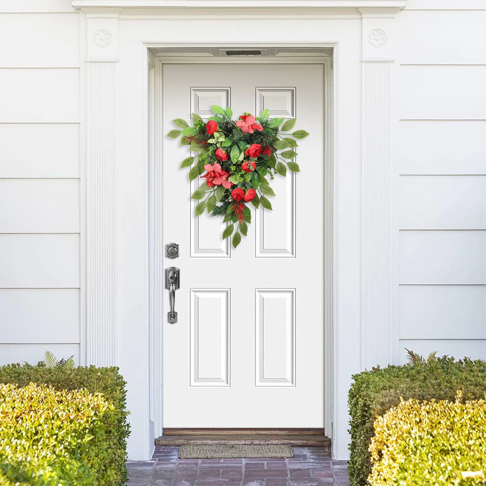 Red Tea Bud Hydrangea Upside down Tree PVC Green Plant Door Hanging Home view 4