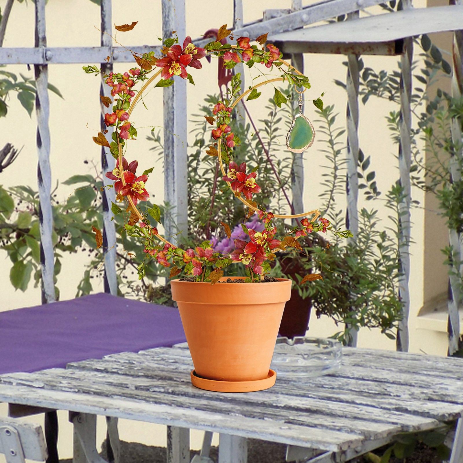 Plant Climbing Frame Climbing Vine Iron Flower Frame Moon Bracket Plant Trellis view 12