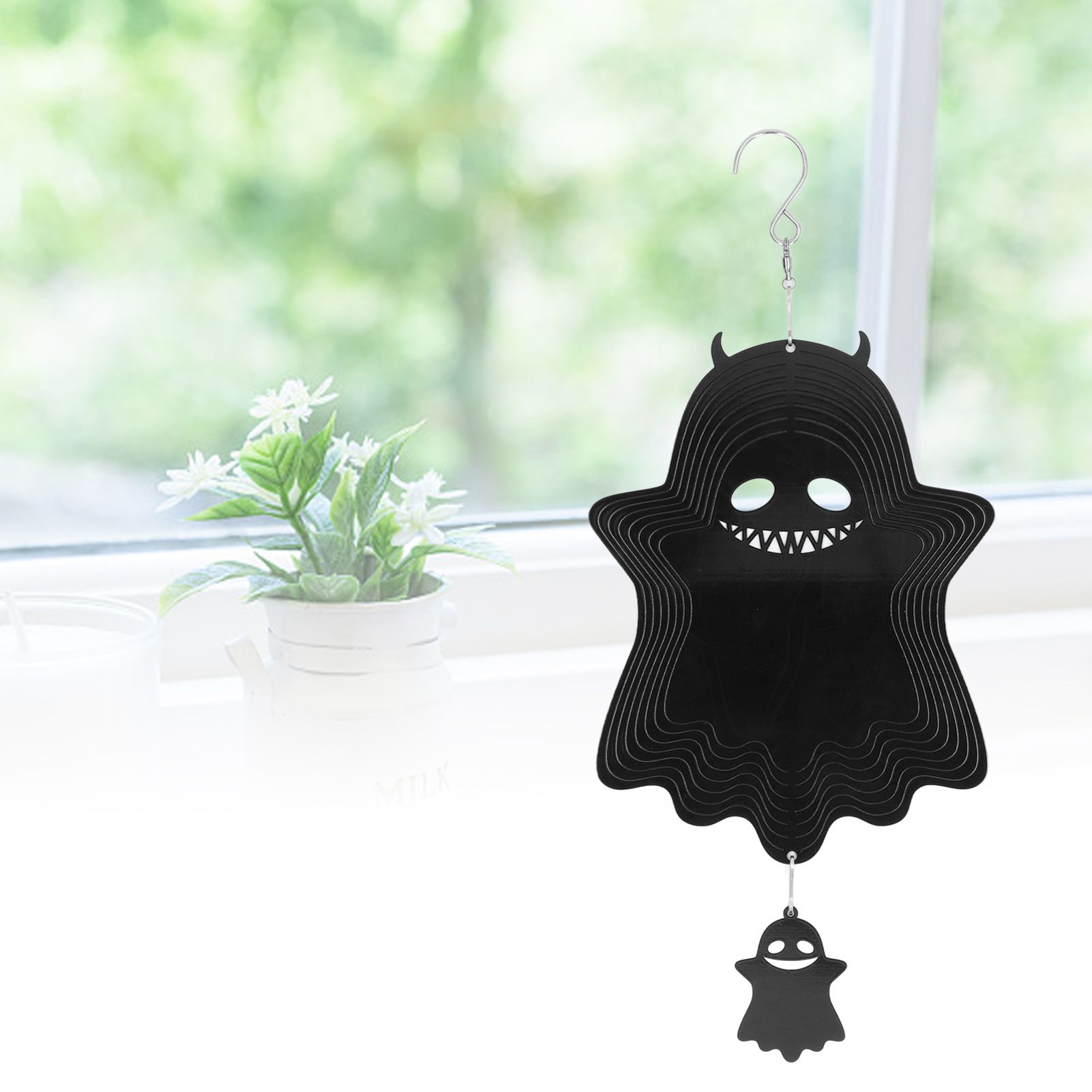Ghost Wind Chimes Stainless Steel Wind Bell 3D Ghost Wind Spinners Halloween view 12