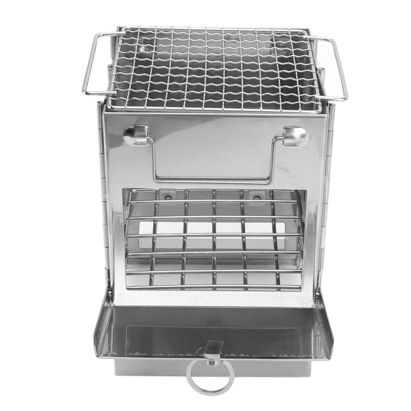 Camping Wood Stove Foldable Stainless Steel Integrated Mini BBQ Grill for Warm view 2