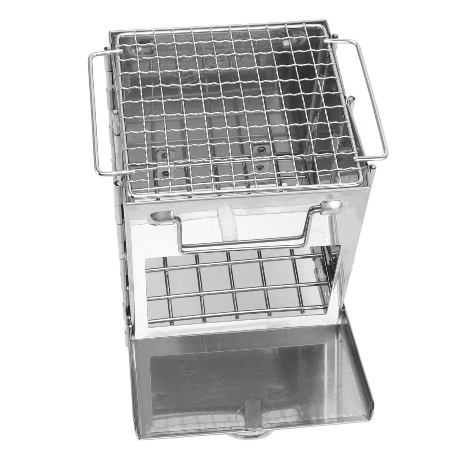 Camping Wood Stove Foldable Stainless Steel Integrated Mini BBQ Grill for Warm view 4